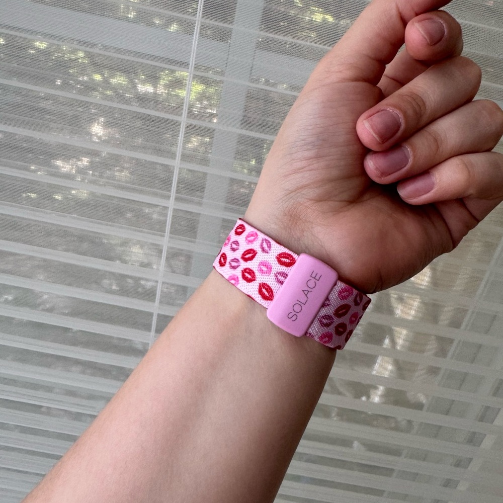 Pink Kiss-Print Apple Watch Band - Adjustable on a Magnetic Clasp - Picture 5 of 15